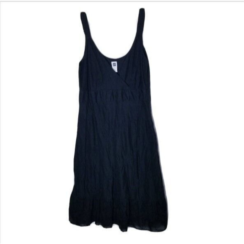 Gap Black Embroidered Floral Dress Women Size 8 V Neck Sleeveless